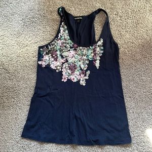 Express navy tank with sequin design SMALL